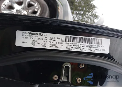 2014 Ram 1500 Laramie z USA, uszkodzony, nr VIN 1C6RR7JTXES338863